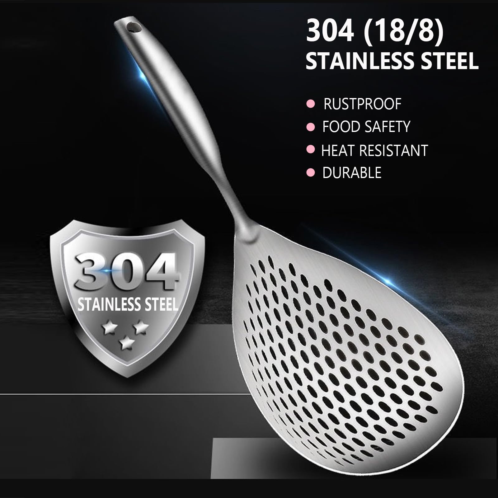 KAYCROWN 2-Pack Stainless Steel Skimmer Slotted Spoon - Pasta Spider Strainer Ladle for Frying, Cooking & Deep Frying - Durable Kitchen Skimmer Colander for Pasta, Dumplings, Noodles & Tempura - Perfect for Home Chefs & Restaurants