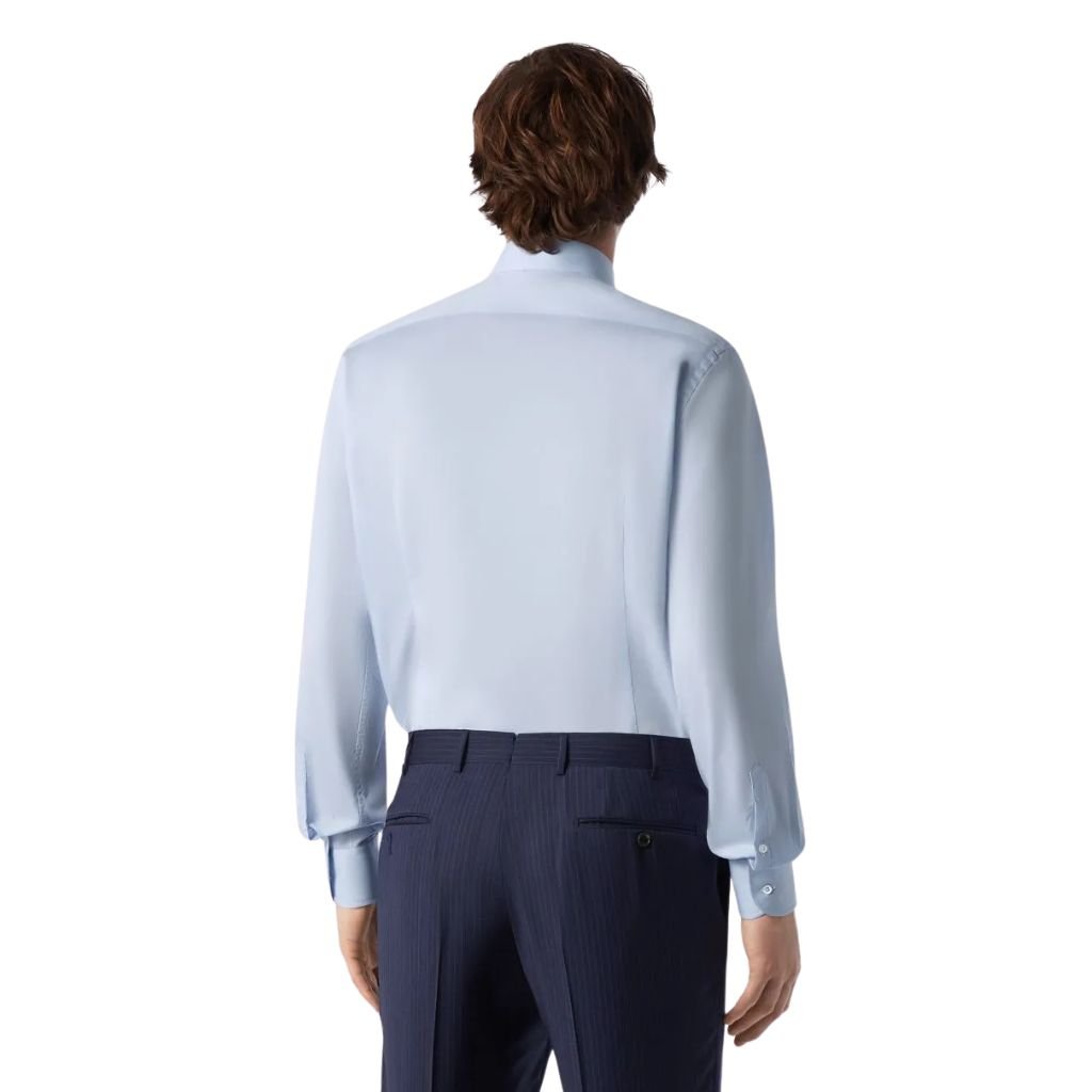 Premium CORNELIANI Wrinkle-Free Twill Shirt for Men - Sky Blue Business Casual Dress Shirt | Office Wear, Formal Events & Smart Casual Outfits