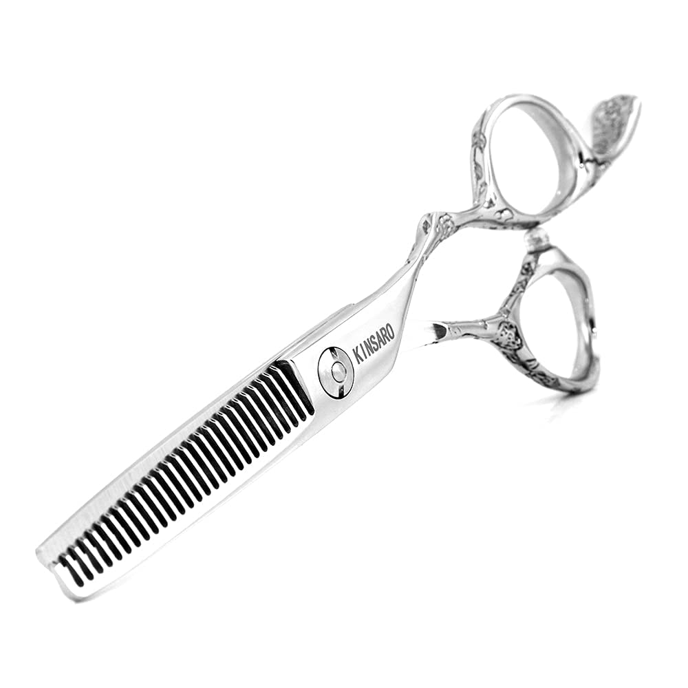 Professional 5.5 Inch Hair Thinning Shears - 440C Stainless Steel Barber Scissors with 28 Teeth & Rose Gold Handle (KINSARO) - Perfect for Women's Hair Styling, Salon Professionals & Home Haircuts