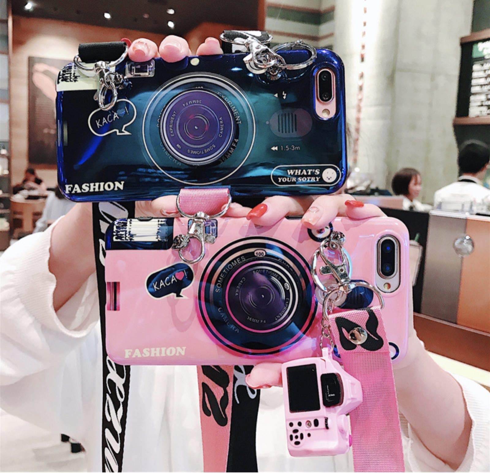 Premium iPhone X/XS Case (5.8 inch) - Fashion Lanyard, Blue Ray Camera Protection, Lightweight Soft TPU Cover with Bling Design (Pink) - Perfect for Daily Use, Travel & Outdoor Activities