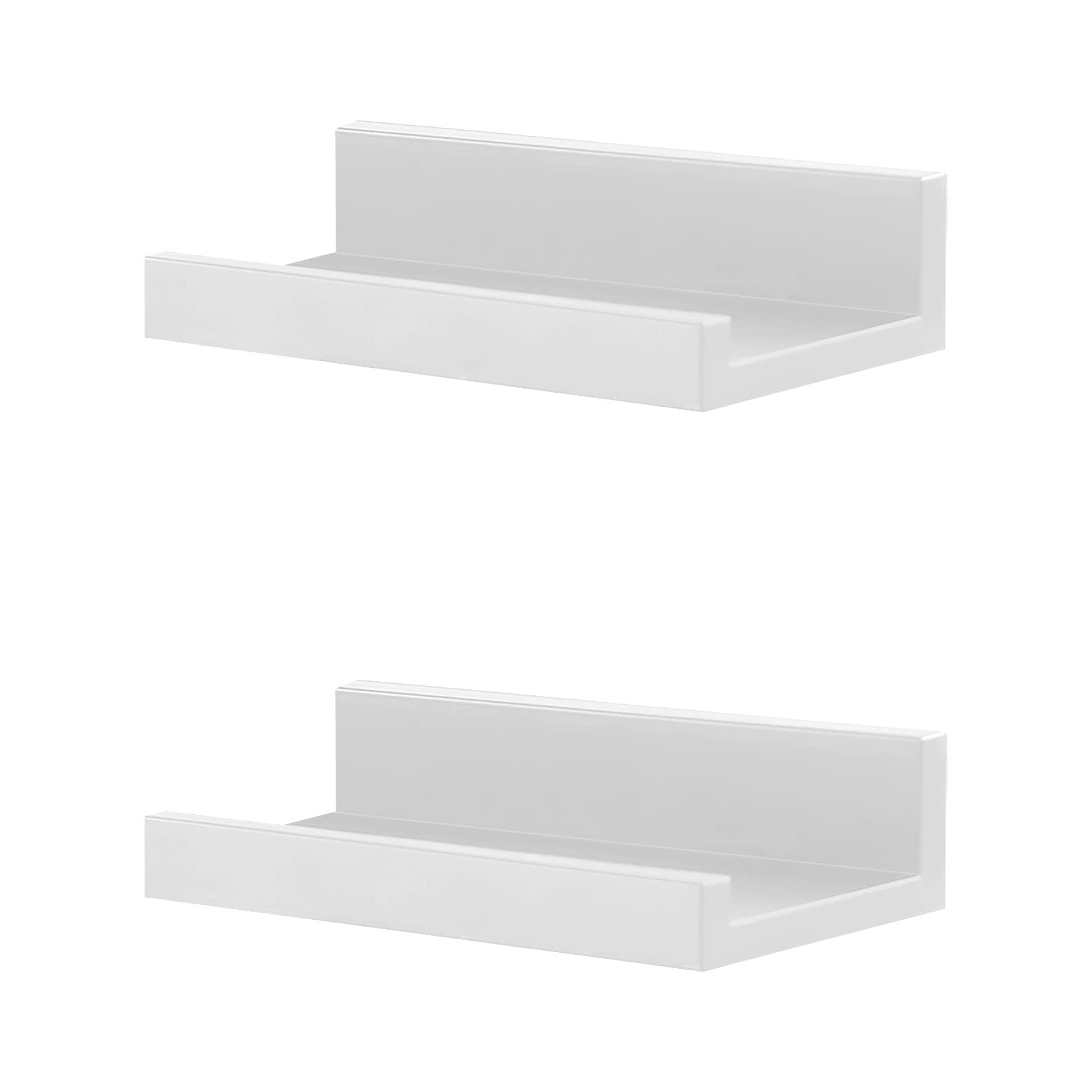GEEZY Set of 2 Floating Wall Shelves - White Picture Ledge Display Racks for Books, Photos & Decor - 30 x 10 x 5 cm - Perfect for Living Room, Bedroom & Office Organization