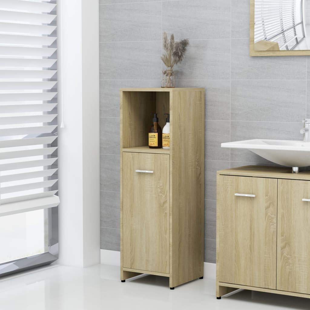 Wooden Bathroom Storage Cabinet with Door & 3 Shelves - Floor Standing Medicine Cabinet, Brown - Perfect for Bathroom Organization, Bedroom Storage & Small Space Solutions