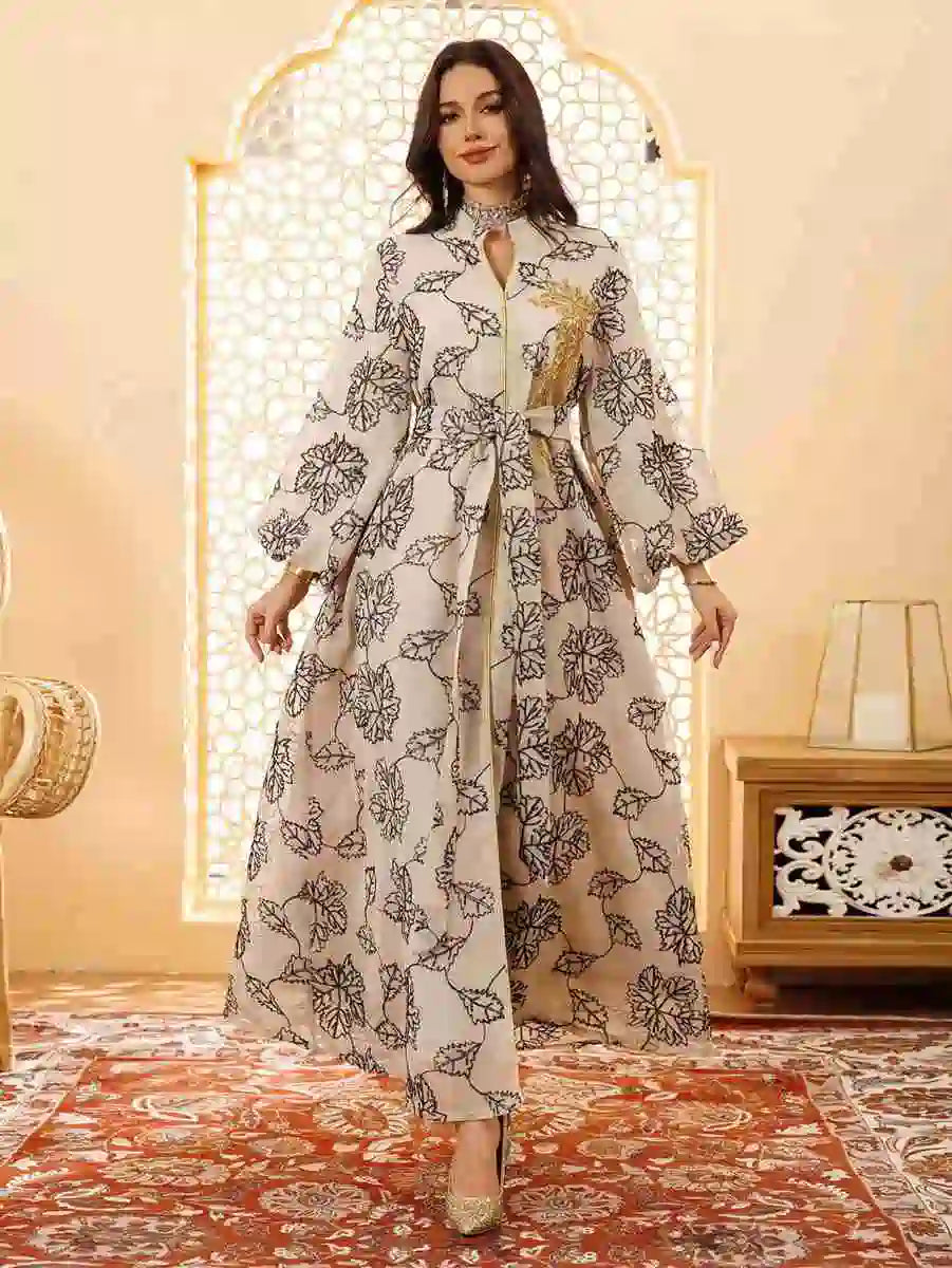 Elegant Eid Sequins Burn Out Doris Caftan Kaftan Dress for Women - Perfect for Holiday Parties, Weddings & Special Occasions #25087