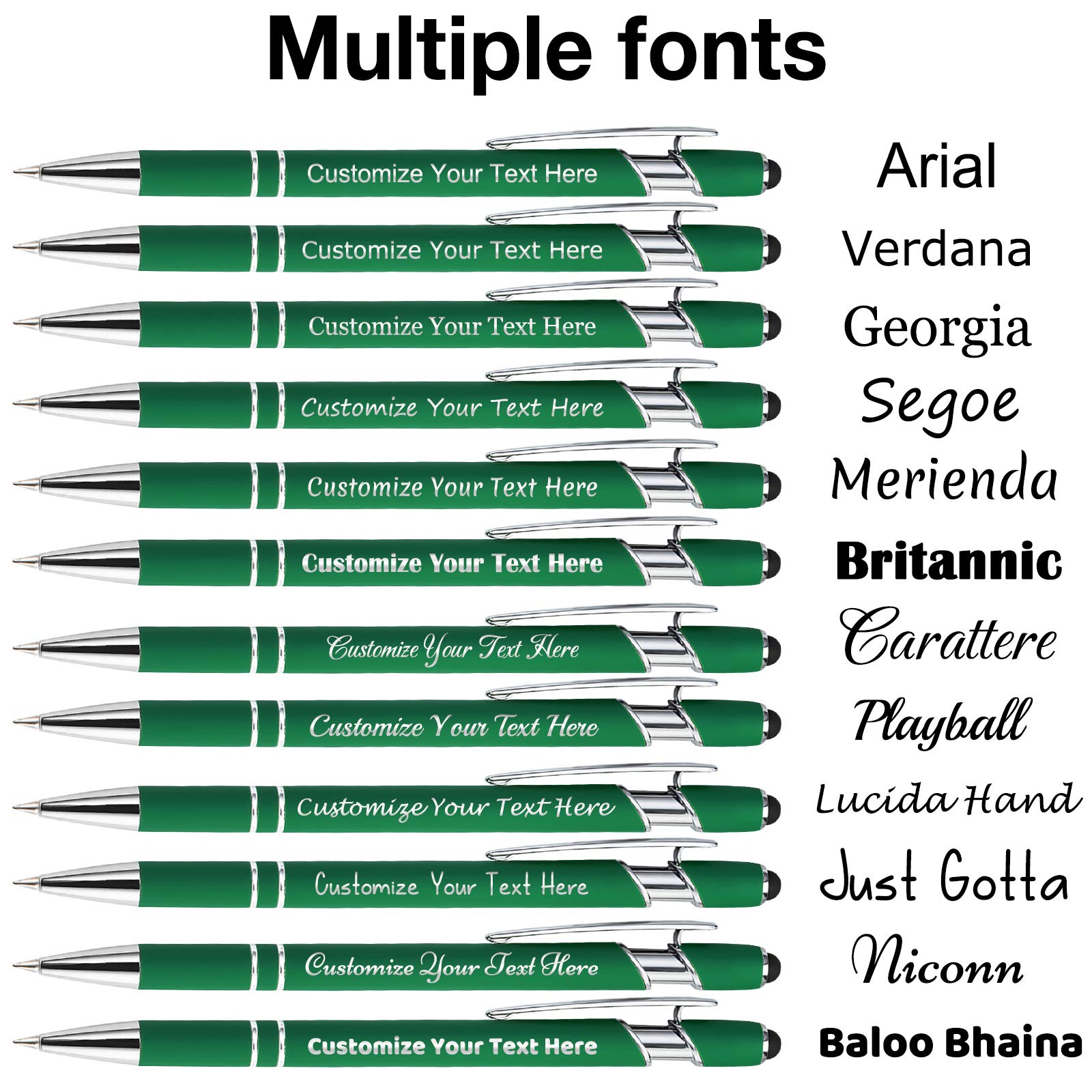96 Pack Personalized Custom Pens with Stylus Tip - Engraved Ballpoint Pens for Men & Women - Bulk Office Supplies with Black Ink - Perfect for Birthday Gifts, Graduation Presents & Corporate Events
