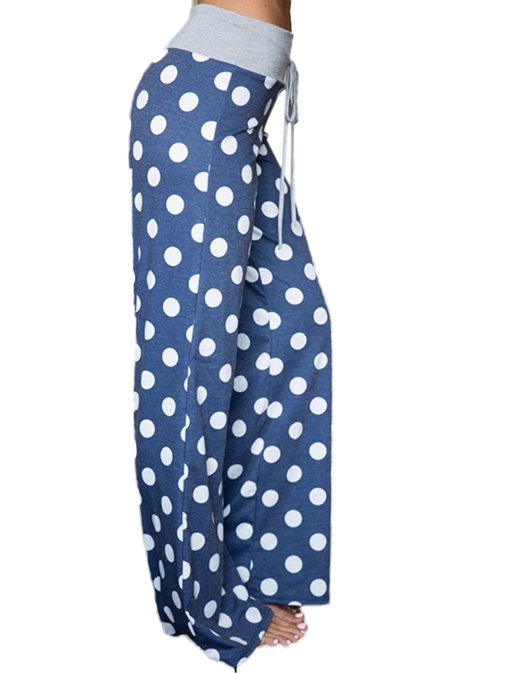 iChunhua Women's Floral Print Lounge Pants - Stretchy Comfy Wide Leg Palazzo Pants with Drawstring Waist for Yoga, Travel & Home Relaxation