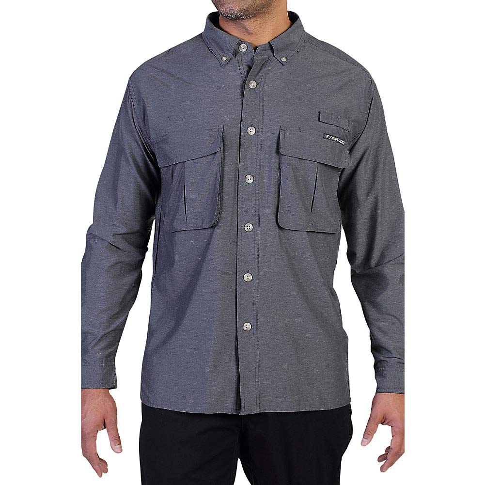 ExOfficio Men's Air Strip Long Sleeve Shirt - Lightweight, Quick-Dry & Breathable Travel & Hiking Shirt for Outdoor Adventures