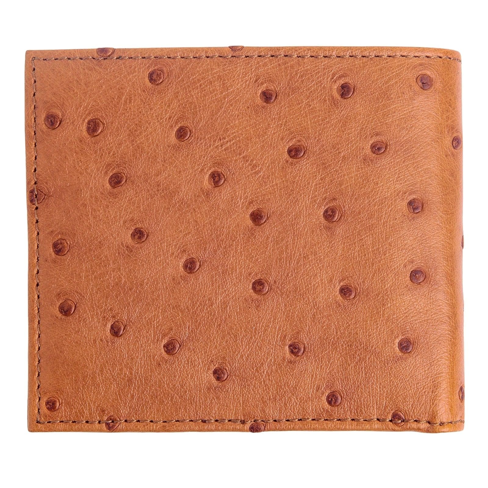 Premium Exotic Two-Tone Tan & Brown Ostrich Leather Wallet for Men - Stylish RFID Blocking Bifold Wallet for Everyday Use, Travel & Business