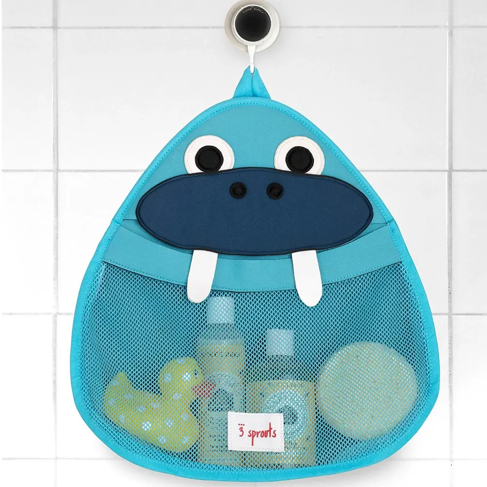 3 Sprouts Bath Storage Organizer - Cute Walrus Design for Kids Bathroom Organization | Perfect for Toys, Sponges & Bath Accessories