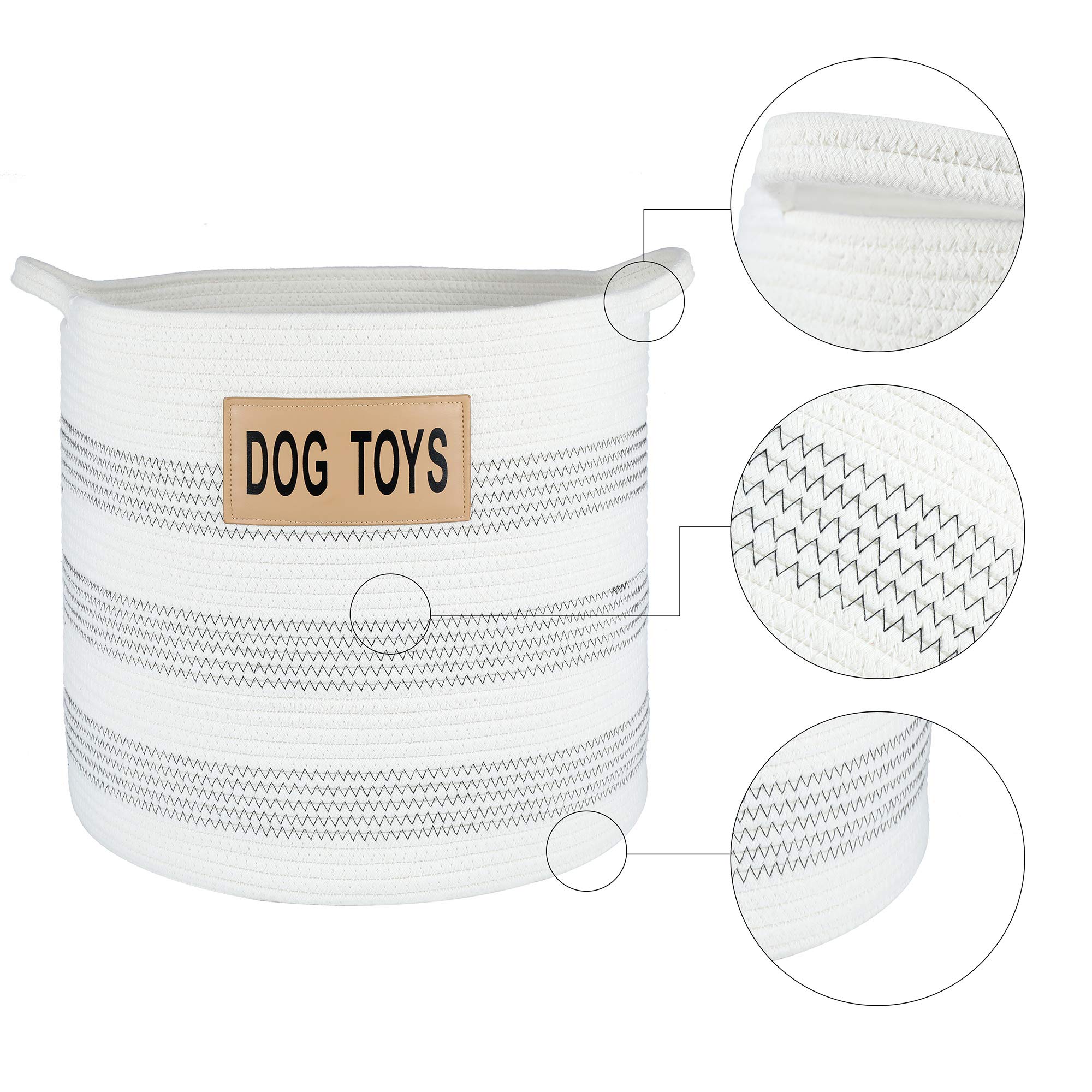 Midlee Large Cotton Rope Dog Toy Basket - Pet Storage Organizer Bin for Toys, Leashes & Accessories | Perfect for Living Room, Bedroom & Pet Play Areas