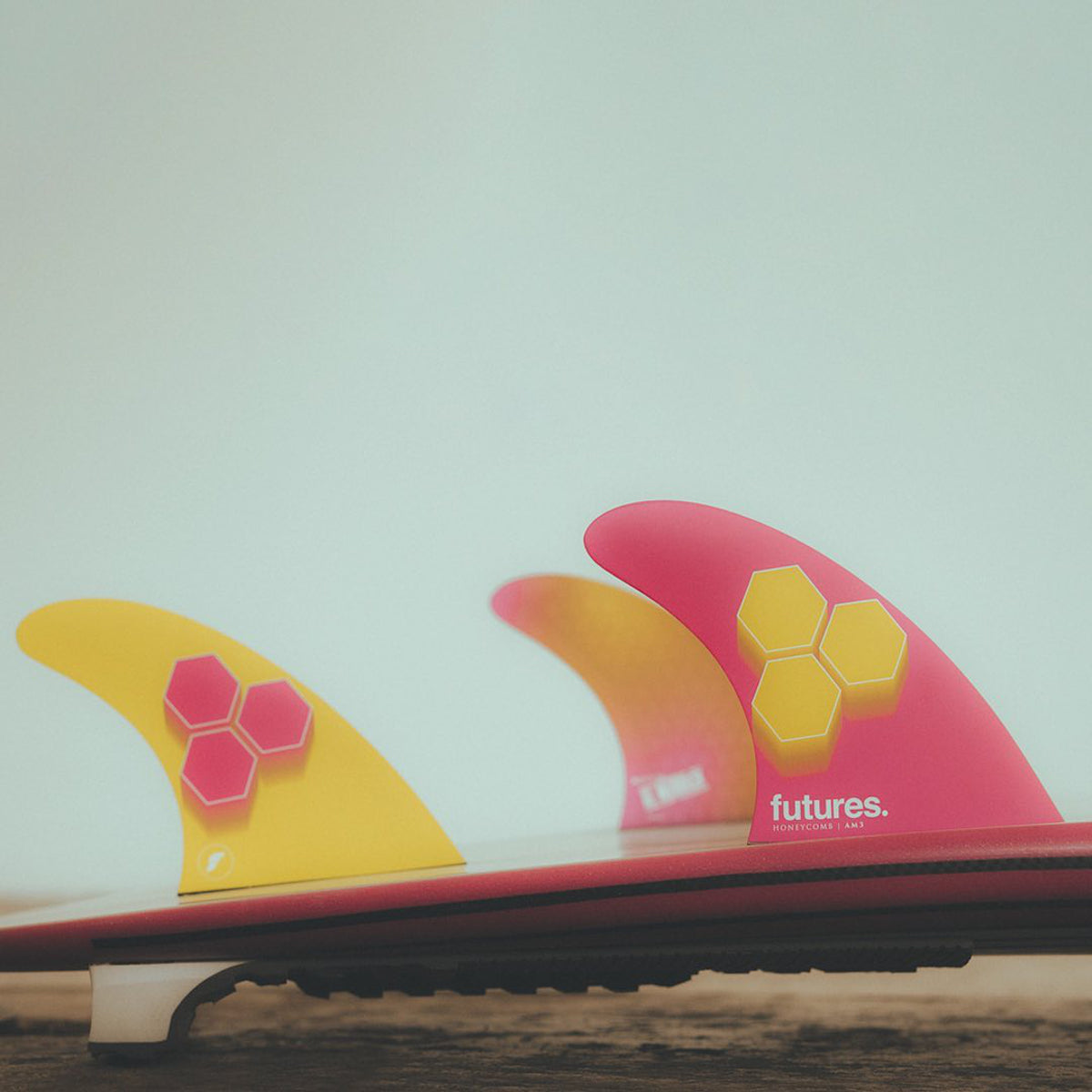 Futures Thruster AM3 HC Surfboard Fin - Pink/Yellow - Small Size for Performance Surfing | Perfect for Shortboards & High-Speed Turns