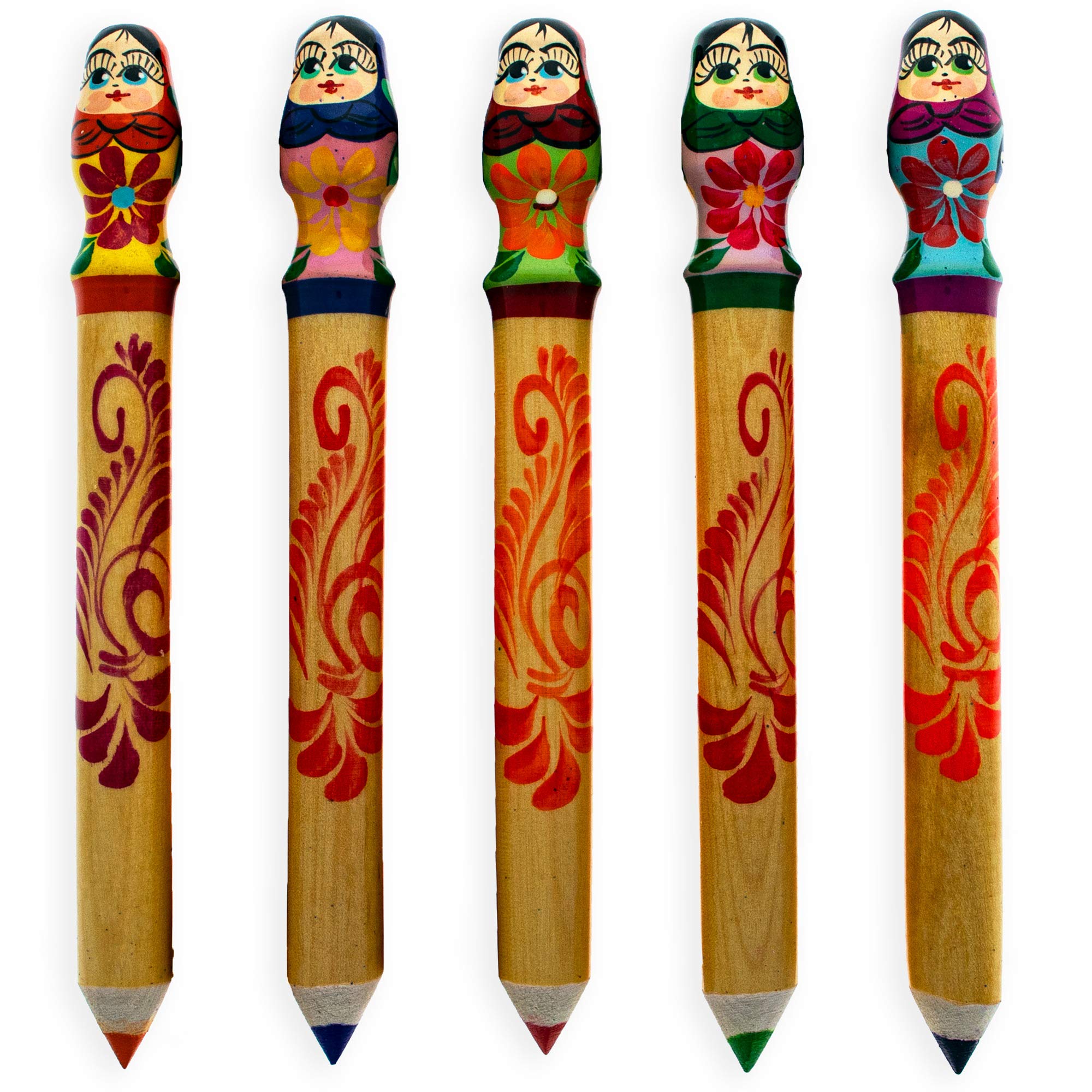 BestPysanky Giant Wooden Matryoshka Doll Pencil - Hand-Painted Russian Nesting Doll Design (Random Style) - Perfect for School, Office & Unique Gift Giving