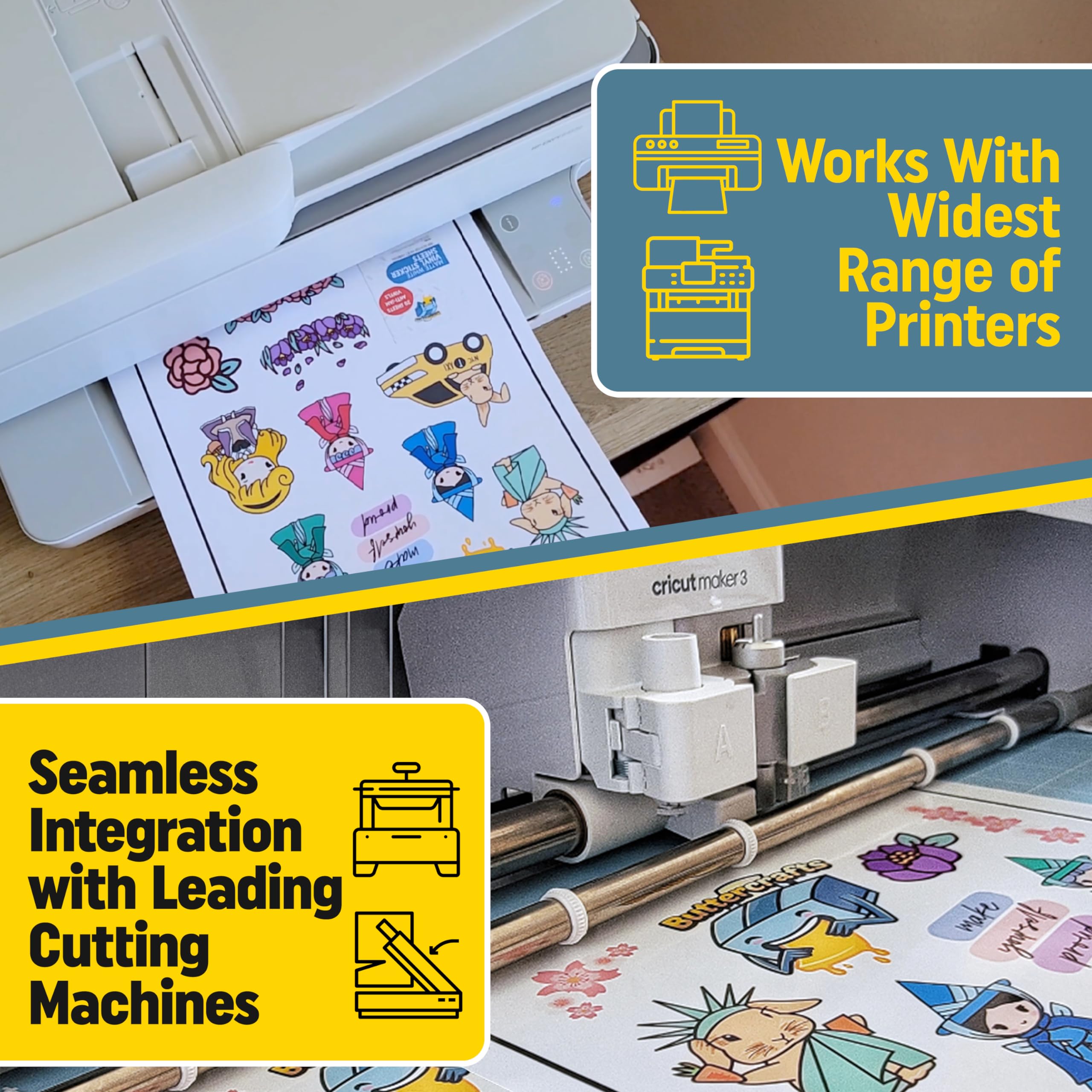 Clear Printable Vinyl for Inkjet Printer - Waterproof Inkjet Vinyl Sticker Paper (25 Sheets) - No Jams, High-Quality Transparent Sticker Material for DIY Crafts, Labels & Decals - Perfect for Home, Office & School Projects