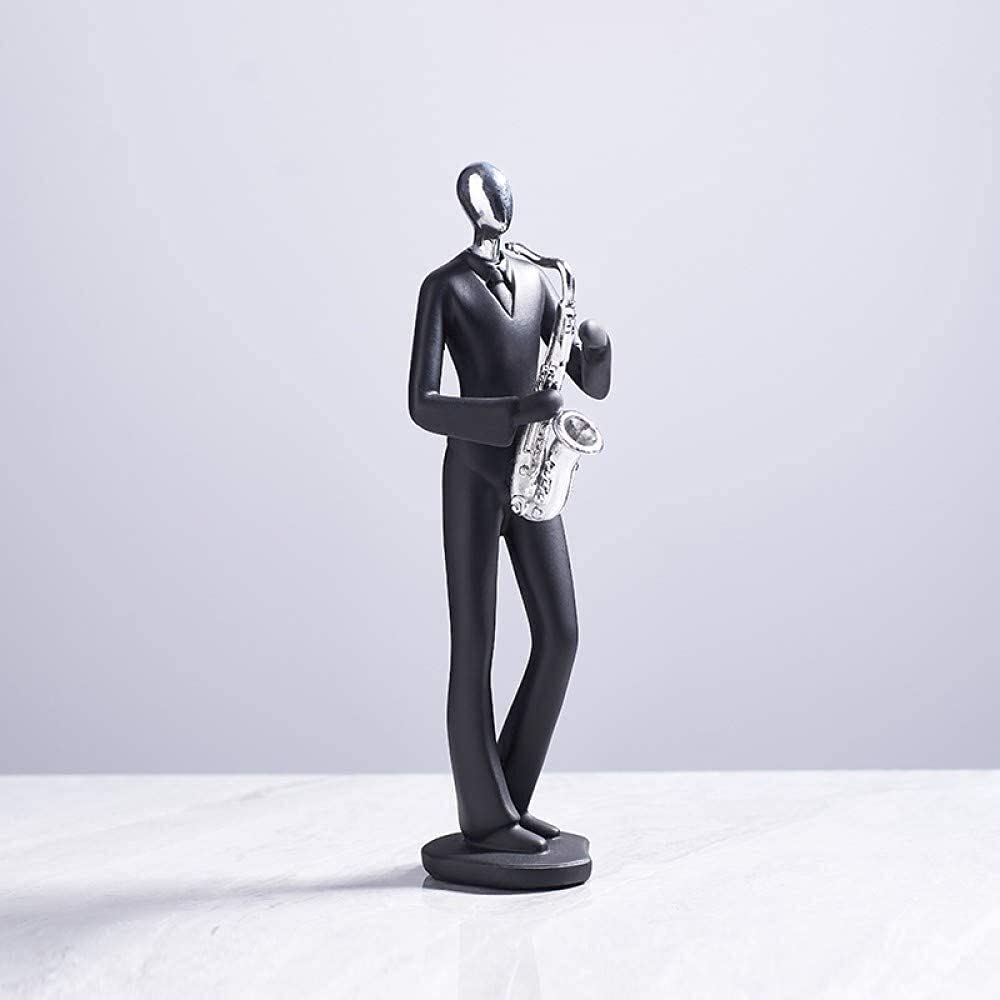 JUZZQ Resin Guitar Musician Statue - Handcrafted Home & Garden Decor, Office Desktop Sculpture, Unique Gift for Music Lovers - Perfect for Living Room, Patio, or Workspace Decorations (Color: B)