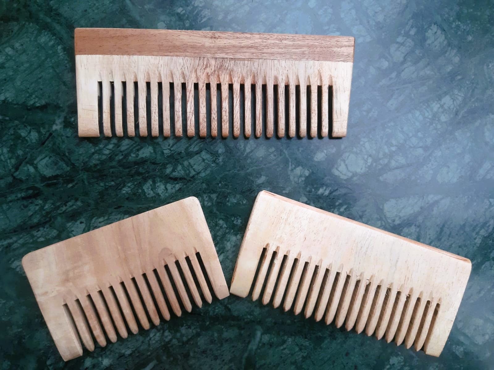 Smallneeds Neem Wooden Comb Set of 3 - Anti Dandruff Hair Brush for Women & Men | Natural Ayurvedic Scalp Massager for Healthy Hair Growth | Perfect for Daily Grooming, Travel & Salon Use