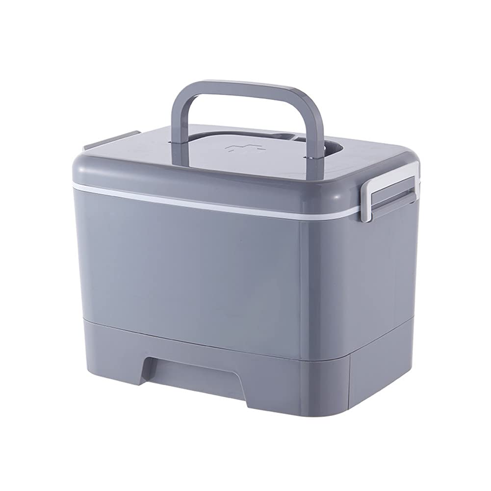 Jjoer Large Plastic Medicine Storage Box with Compartments - First Aid Organizer Tin in Grey (33 Compartments) - Perfect for Home, Travel & Emergency Medical Supplies
