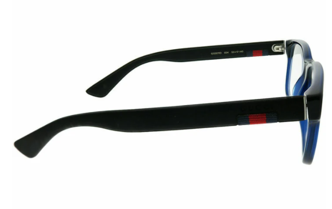 Gucci GG 0011O 004 Blue Black Transparent Square Unisex Eyeglasses - Stylish Designer Glasses for Men & Women - Perfect for Fashion, Work, and Everyday Wear