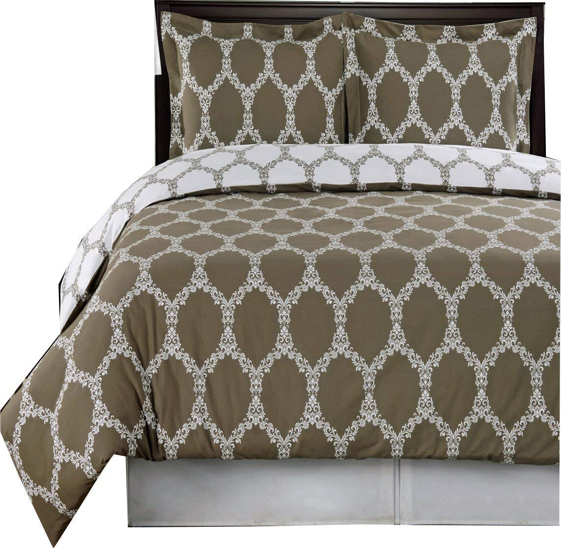 Royal Hotel Bedding Brooksfield 4-Piece Comforter Set - 100% Cotton 300 Thread Count Full/Queen Size, Beige Taupe - Luxury Bedding for Hotels, Guest Rooms & Master Bedrooms