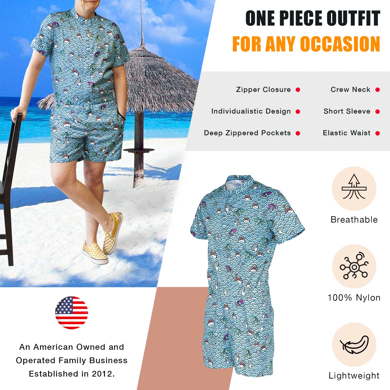 Premium Funny Guy Mugs Men's Romper Jumpsuit with Zippered Pockets - Comfortable Adult One-Piece Outfit for Parties, Cosplay & Casual Wear