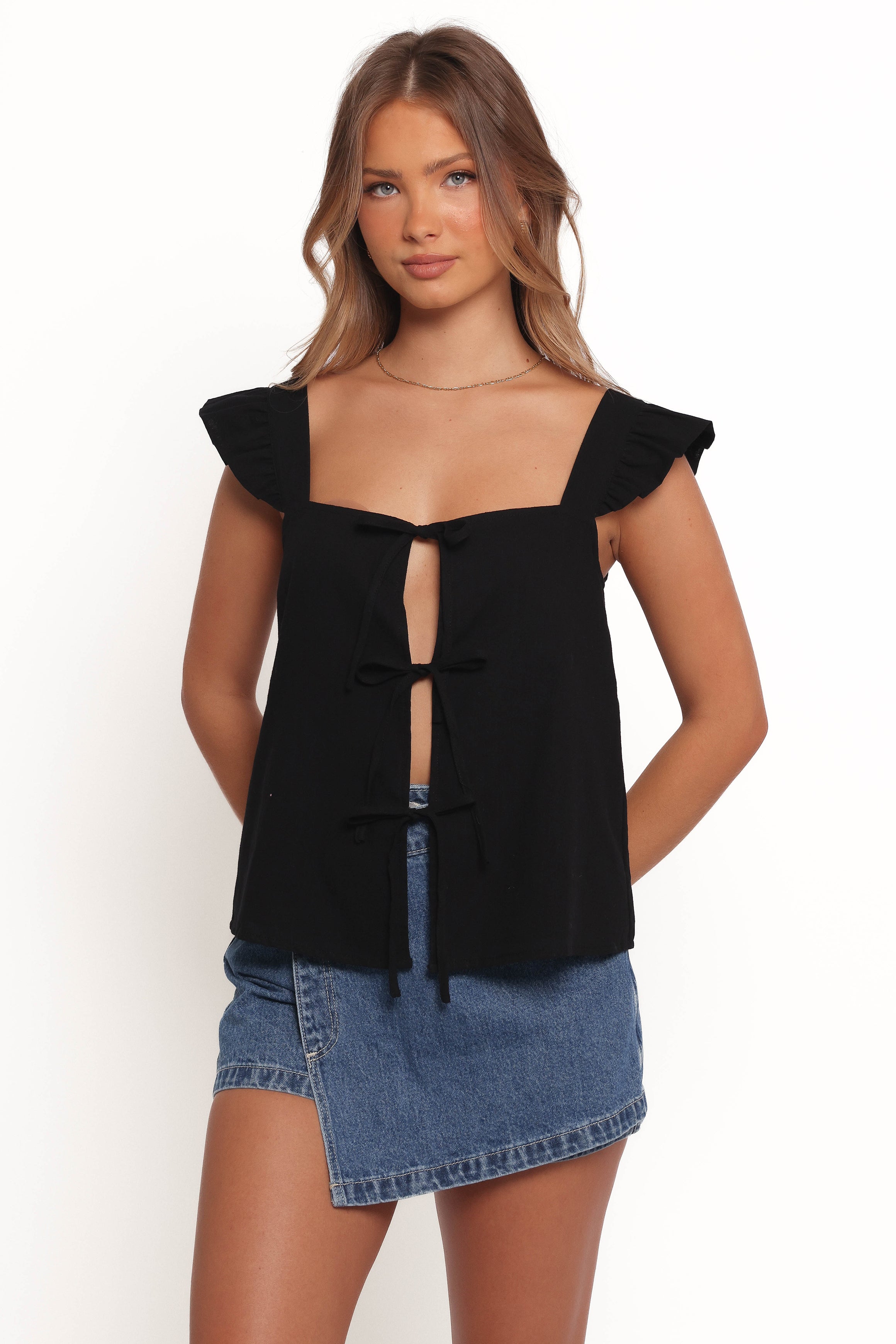 Elsie Top Women's Black Sleeveless V-Neck Blouse - Perfect for Office Wear, Casual Outfits & Summer Fashion