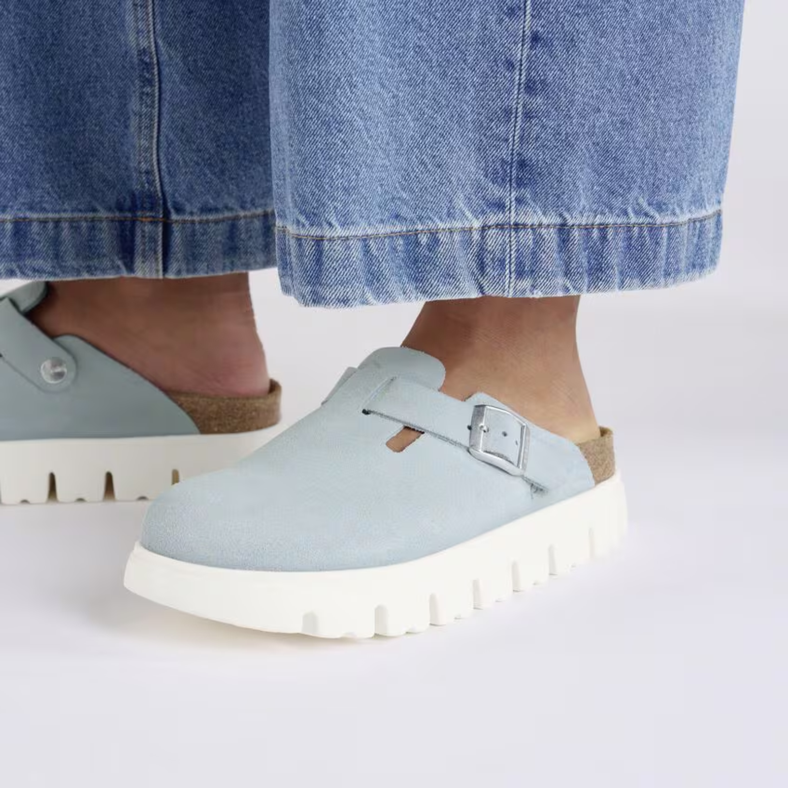 Birkenstock Boston Chunky Narrow Clog (Women)   Baby Blue Suede