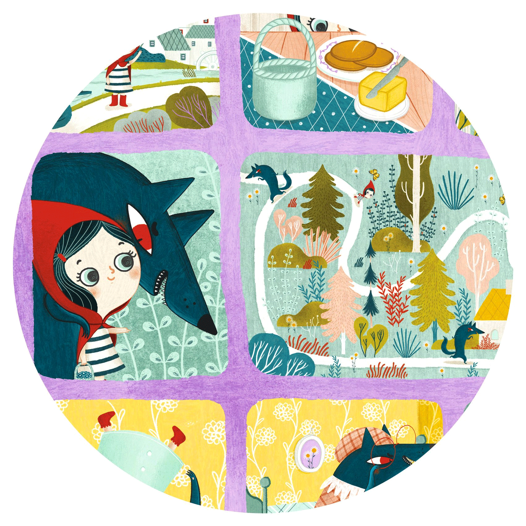 35-Piece Little Red Riding Hood Story Puzzle by Djeco - Educational Wooden Jigsaw Puzzle for Kids, Perfect for Storytelling & Early Learning Activities