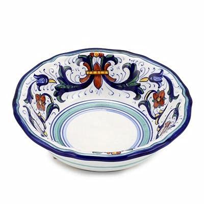 VECCHIA DERUTA Hand Painted Ceramic Salad & Cereal Bowl [009-VEC] - Authentic Italian Deruta Pottery, Original Design, Includes Certificate of Authenticity | Perfect for Breakfast, Salad Serving & Home Decor