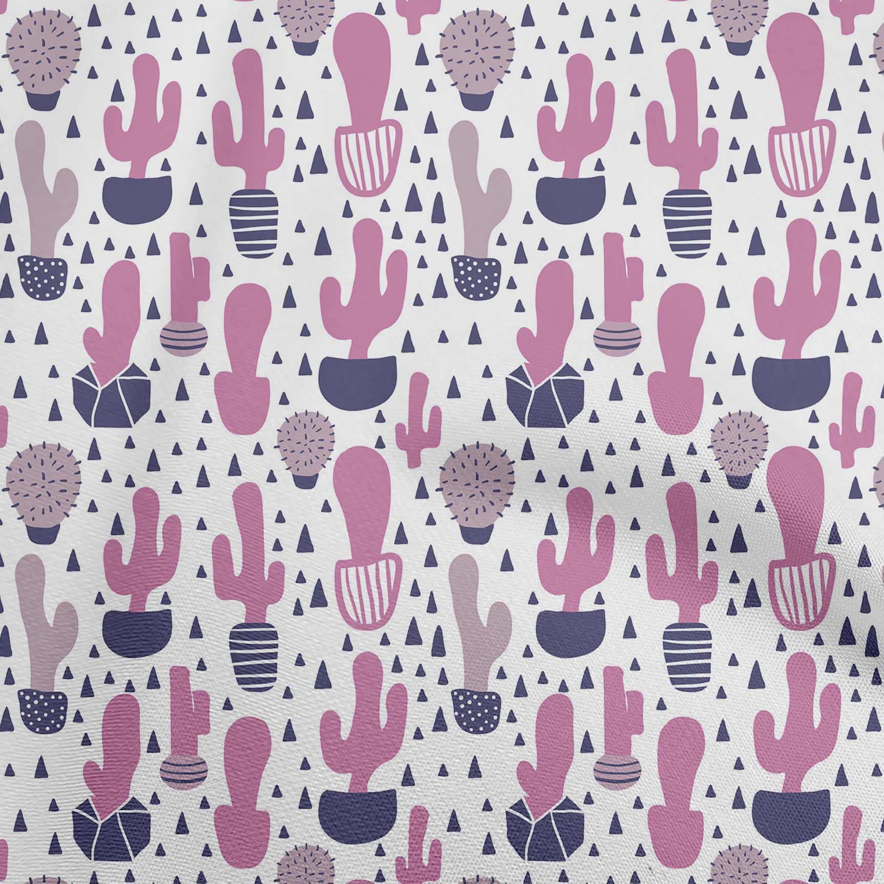 Premium Cotton Cambric Pink Cactus Print Fabric by the Yard - 42 Inch Wide (420 Thread Count) for DIY Dresses, Skirts & Home Decor Projects
