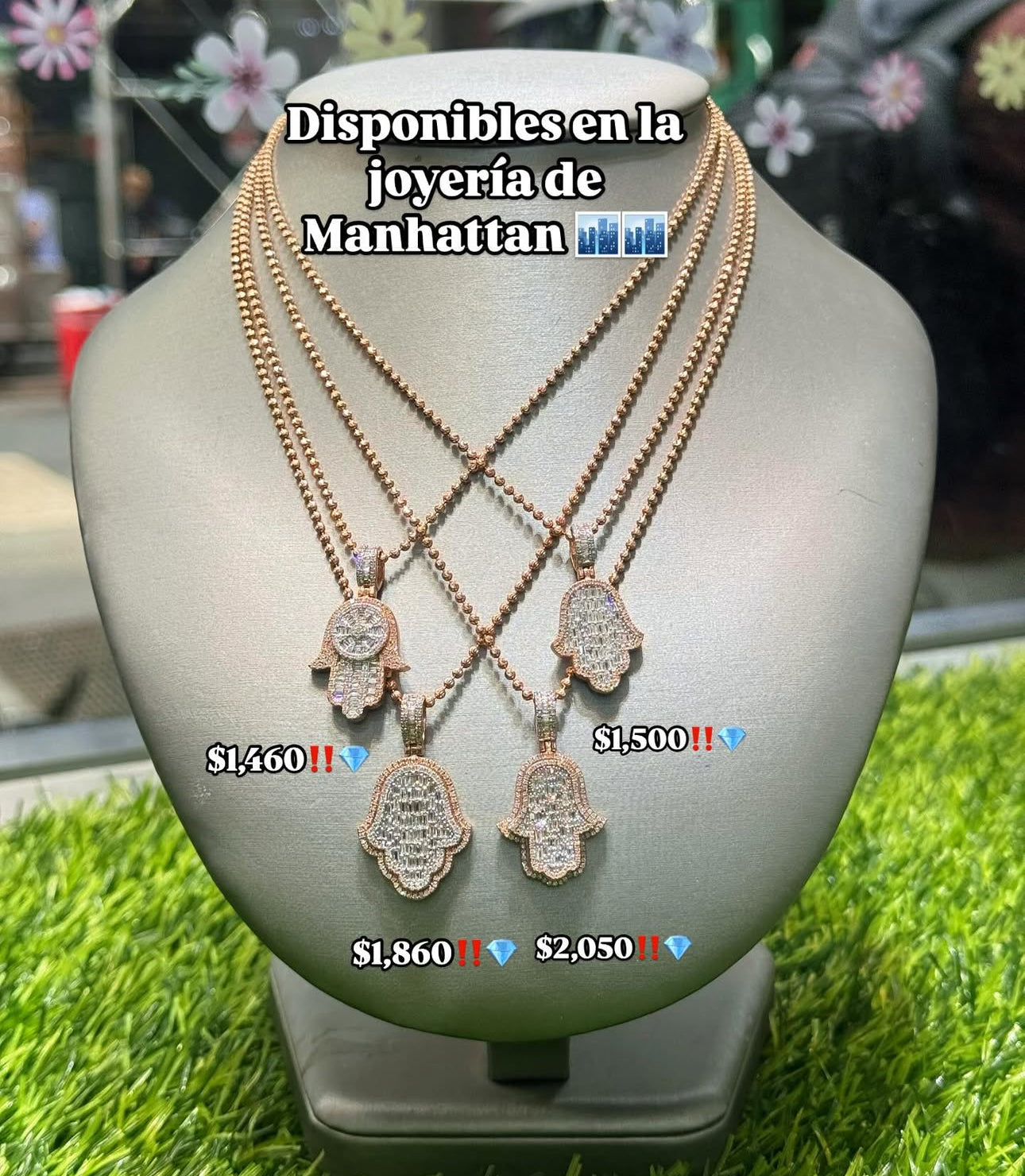 14K Diamond Hamsa Pendant with Rose Gold Moon Cut Chain - Elegant Spiritual Jewelry for Women | Perfect for Gifts, Meditation & Everyday Wear | JTJ™