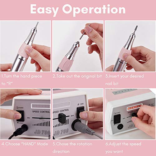 Makartt Geneviere Professional Electric Nail Drill Machine Kit with 3XF Drill Bits - Portable Manicure Pedicure Tool for Salon & Home Nail Care