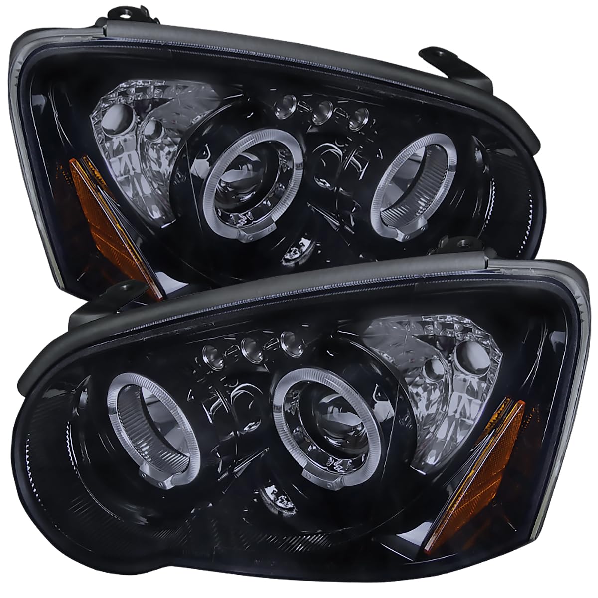 04-05 Subaru Impreza WRX Black LED Halo Projector Headlights - Tinted Smoke Lens & Glossy Housing for Enhanced Night Driving & Style Upgrade
