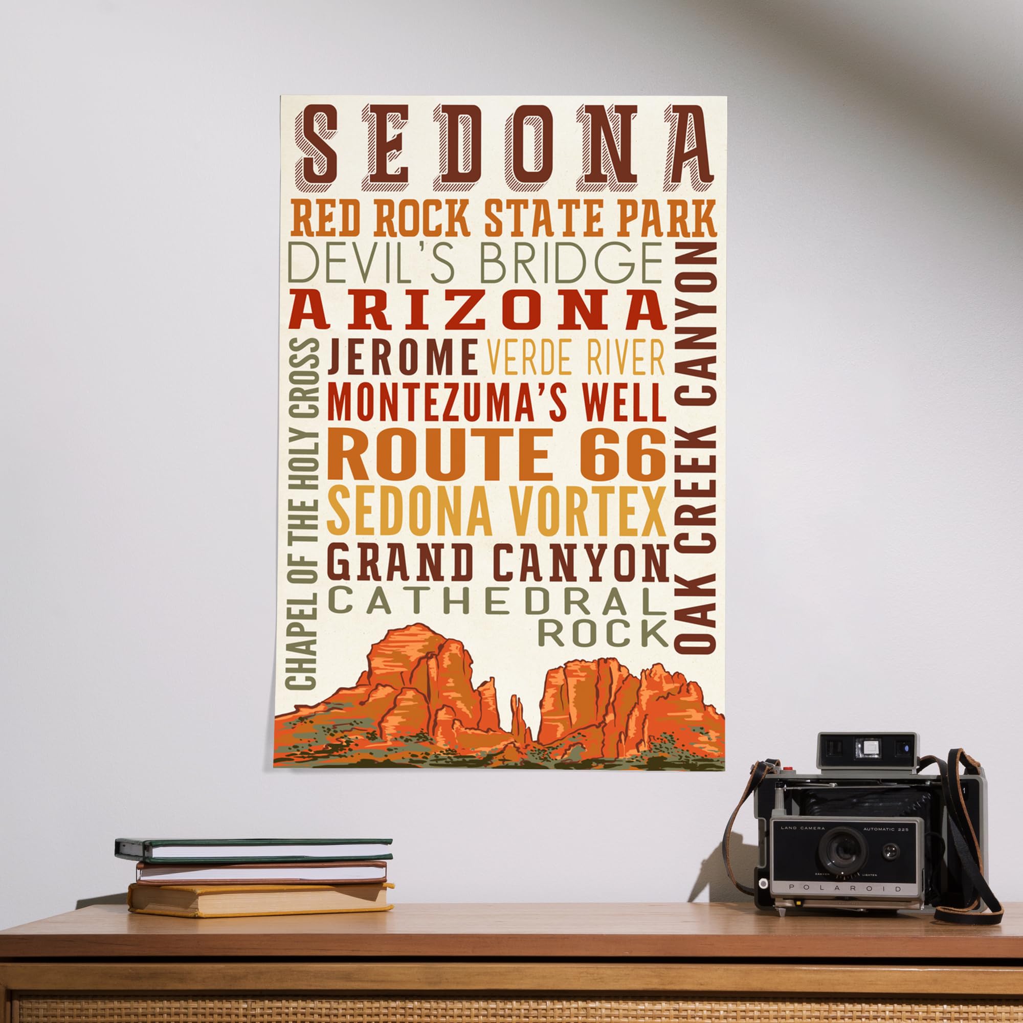 Lantern Press 16x24 Inch Giclee Print - Sedona Arizona Landscape Typography Art | Perfect for Home Decor, Office Wall Art & Gift Ideas
