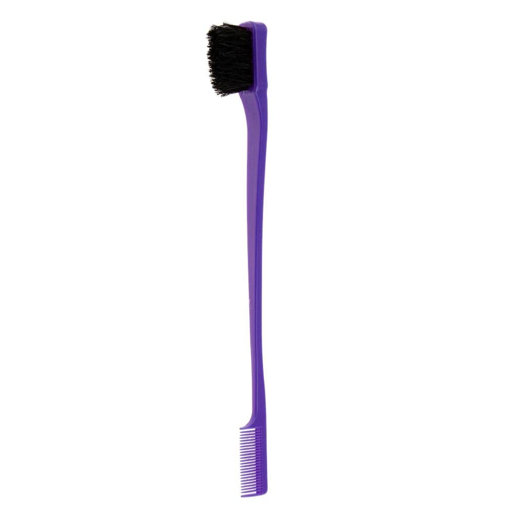 **VMS INDIA 7-Inch Double-Sided Edge Control Hair Brush & Comb - Purple | Styling Tool for Smooth Edges, Waves & Braids | Perfect for Salon, Home & Travel Use**