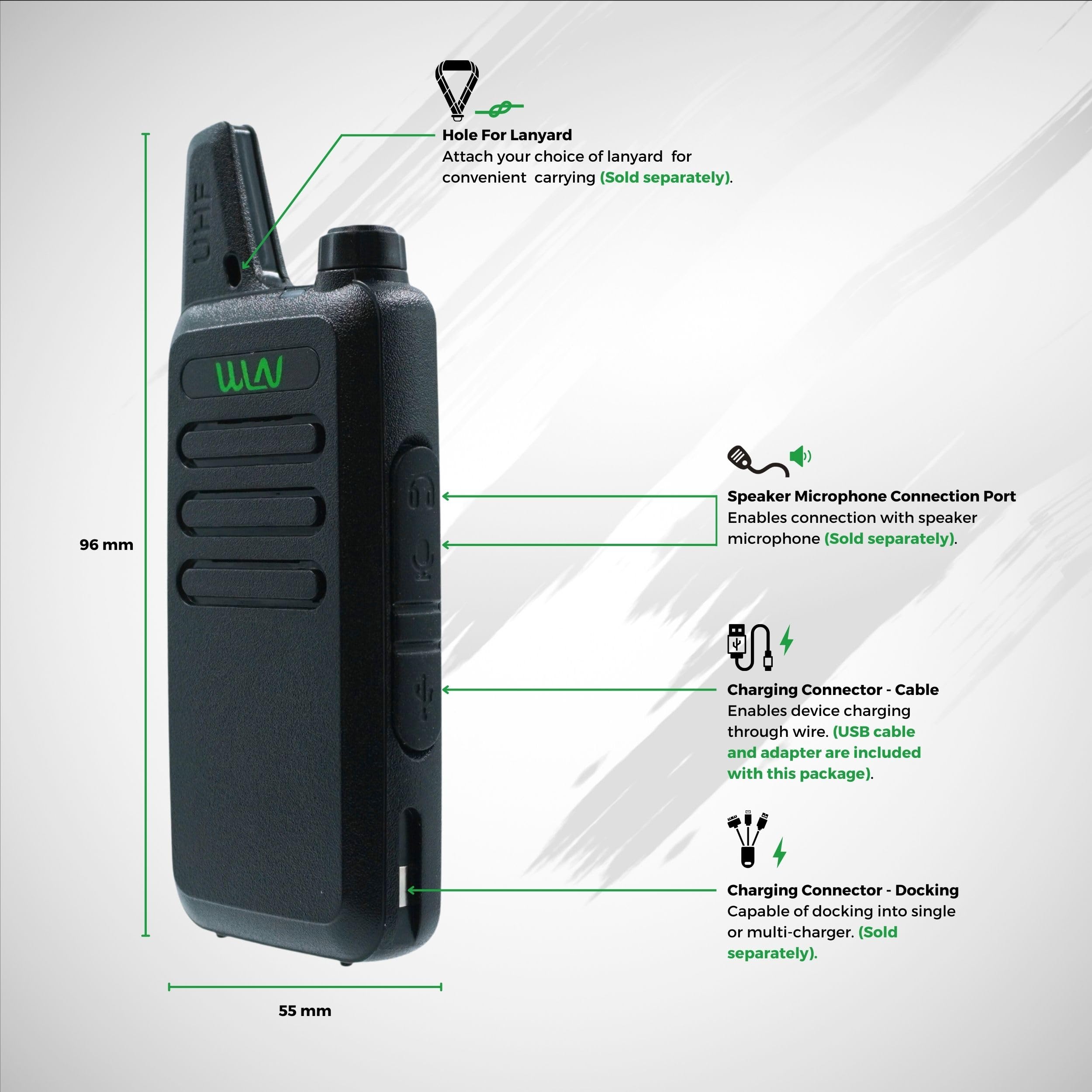 WLN KD-C1 16 Channel GMRS Two-Way Radio - 2 Pack - Long Range Walkie Talkies for Outdoor Adventures, Hiking, Camping & Emergency Communication