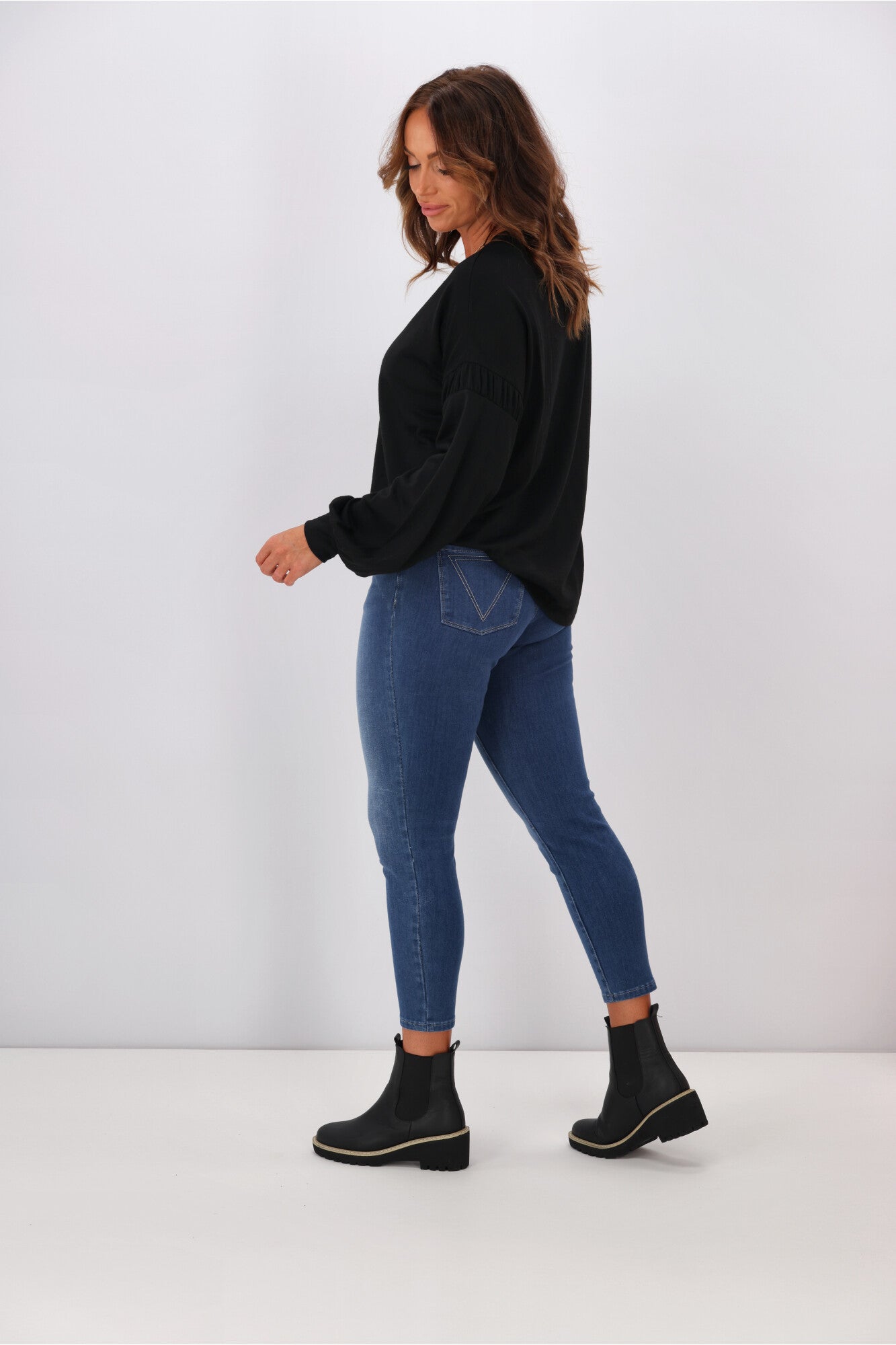 Shine On Megan Drop Shoulder Merino Wool Sweater for Women - Soft & Warm Alpine Black Top - Perfect for Casual Outfits, Layering & Winter Fashion