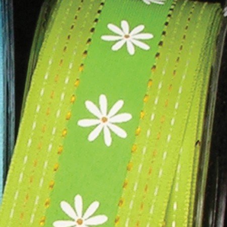 Green Mercury & White Flower Wired Craft Ribbon - 1.5 Inch x 54 Yards Bulk Roll for Gift Wrapping, Floral Arrangements, DIY Decorations & Wedding Crafts