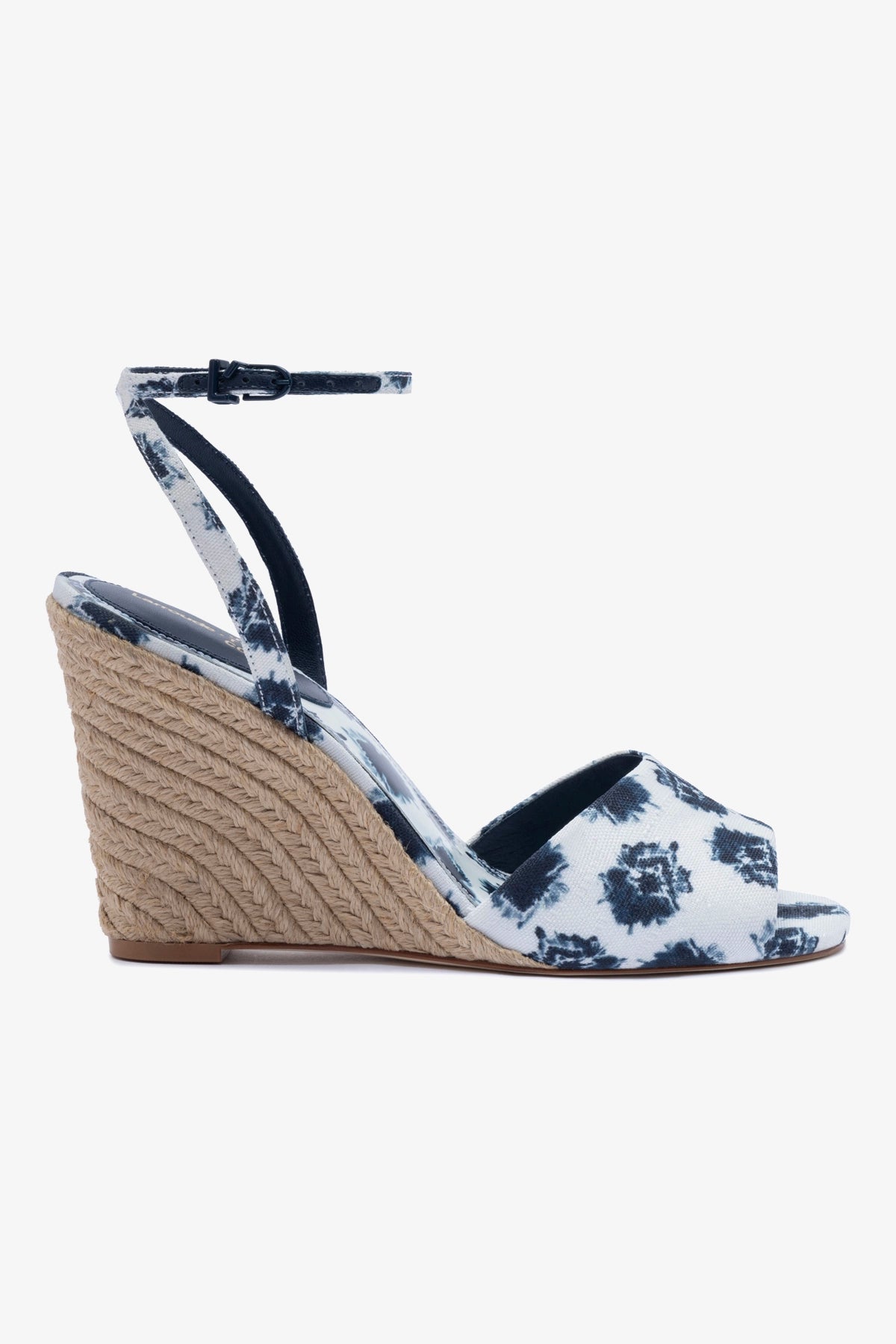 Larroudé x Jonathan Cohen Yves Wedge Sandals in Tie-Dye Ocean Linen | Comfortable Summer Beach Shoes for Women | Perfect for Vacation, Poolside, and Casual Outings