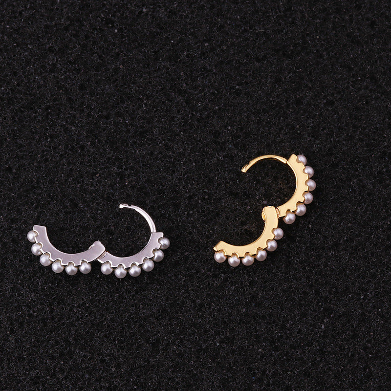 18K Gold Pearl Cartilage Hoop Earrings for Women - Dainty Elegant Pearl Stud Earrings for Cartilage Piercing | Perfect for Daily Wear, Parties & Special Occasions