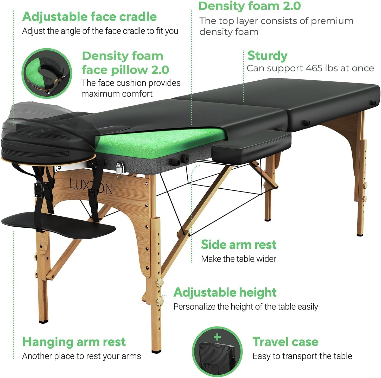 Premium Portable Foldable Massage Table - 72