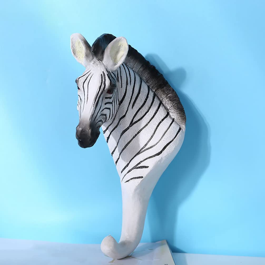 Garneck Decorative Animal Wall Hooks - Zoo Themed Coat Hooks for Home Entryway, Towel & Robe Hanging (Zebra Design, Resin Wall Mounted Hooks) - Perfect for Kids' Rooms, Bathrooms & Entryway Organization