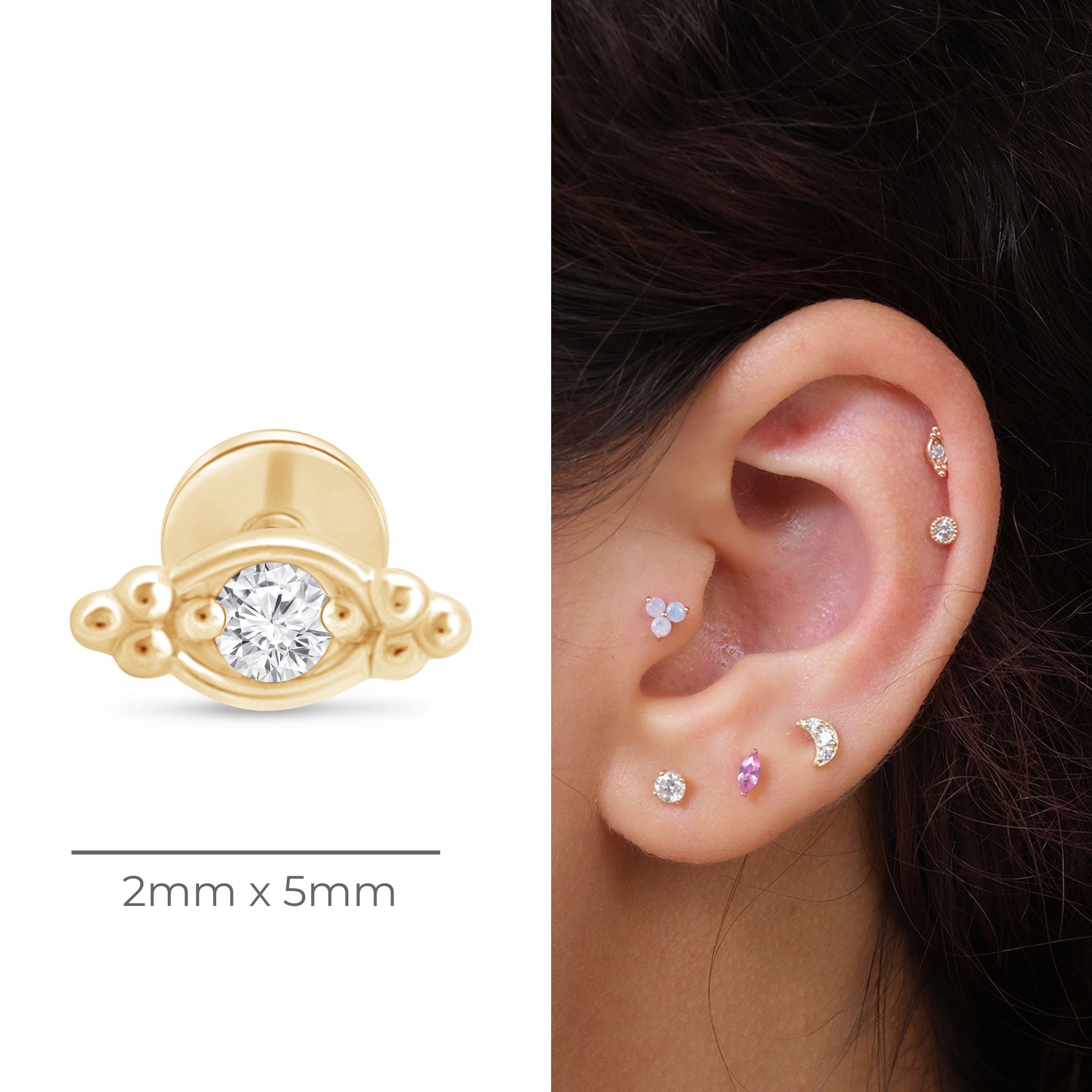14k Yellow Gold Beaded Marquise Diamond Evil Eye Stud Earrings - Protection Jewelry for Women, Gift for Her, Perfect for Everyday Wear & Special Occasions