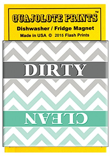 Dishwasher Magnet Clean Dirty Sign - Strong Magnetic Indicator for Dishwasher (Turquoise Stripes) - Perfect for Kitchen Organization & Dishwasher Communication
