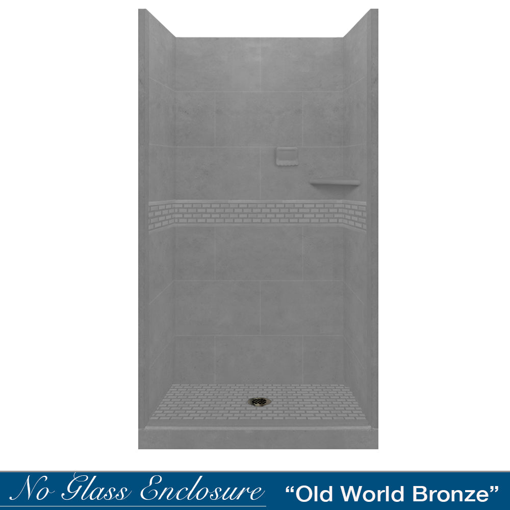Alcove Wet Cement Sistine Stone & Classic Stone DIY Shower Remodel Kit - Waterproof Bathroom Wall Tile Accent for Modern Home Renovation