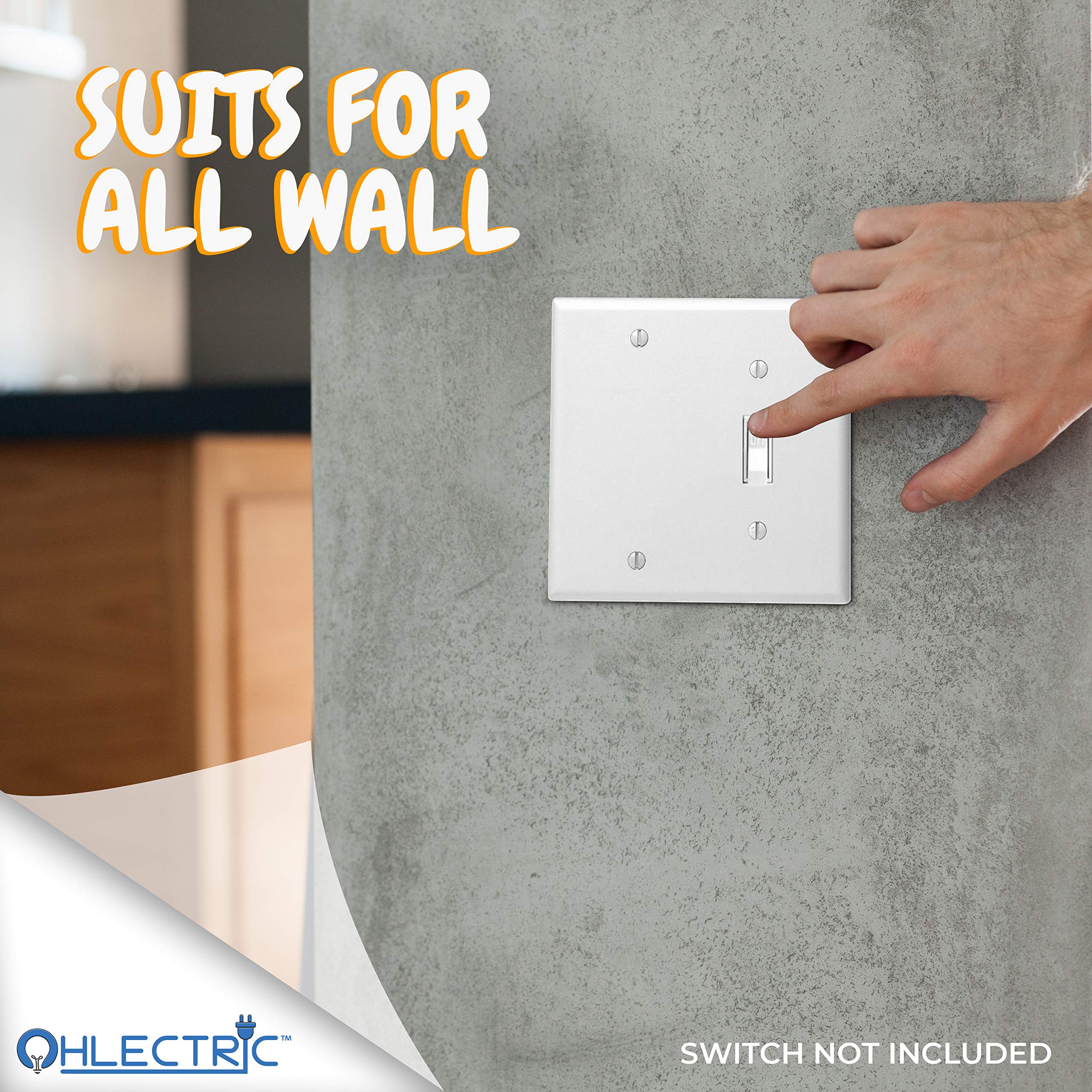 OhLectric Standard Size 2 Gang 1 Toggle 1 Blank Wall Plate - Premium Lexan Material - Pack of 25 White Decora Wall Plates - OL-41042 - Perfect for Home, Office & Commercial Electrical Installations