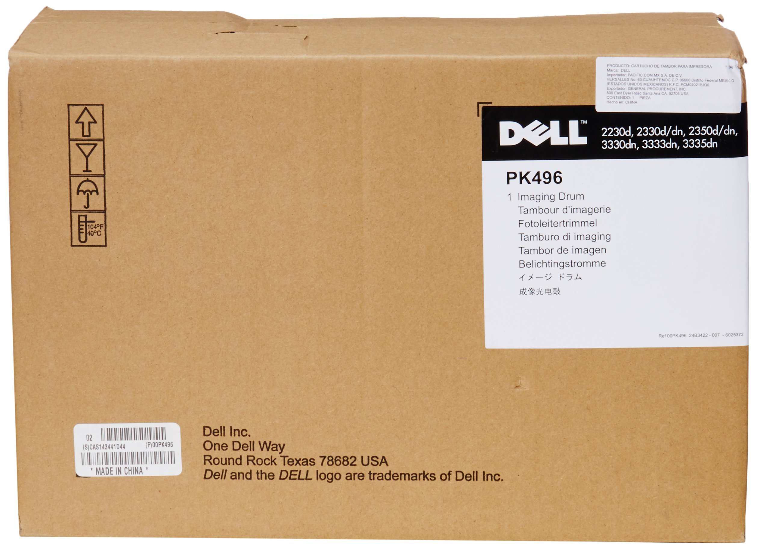 Dell PK496 Black Imaging Drum Kit - Compatible with 2230d, 2330d/dn, 2350d/dn, 3330dn, 3333dn, 3335dn Laser Printers | High-Quality Replacement Toner | Perfect for Office & Home Printing Needs