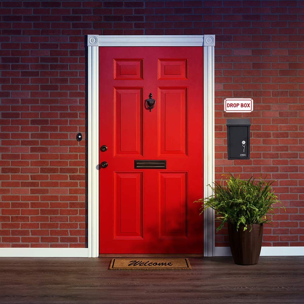 Secure Key Drop Box for Outside – Wall Mount Locking Mailbox with Safe Drop Slot | Tamper-Resistant Metal Storage for Keys, Cash & Documents | Weatherproof Outdoor Security Box with Reflective Sign – Perfect for Home, Office & Vacation Rental Key Exchange