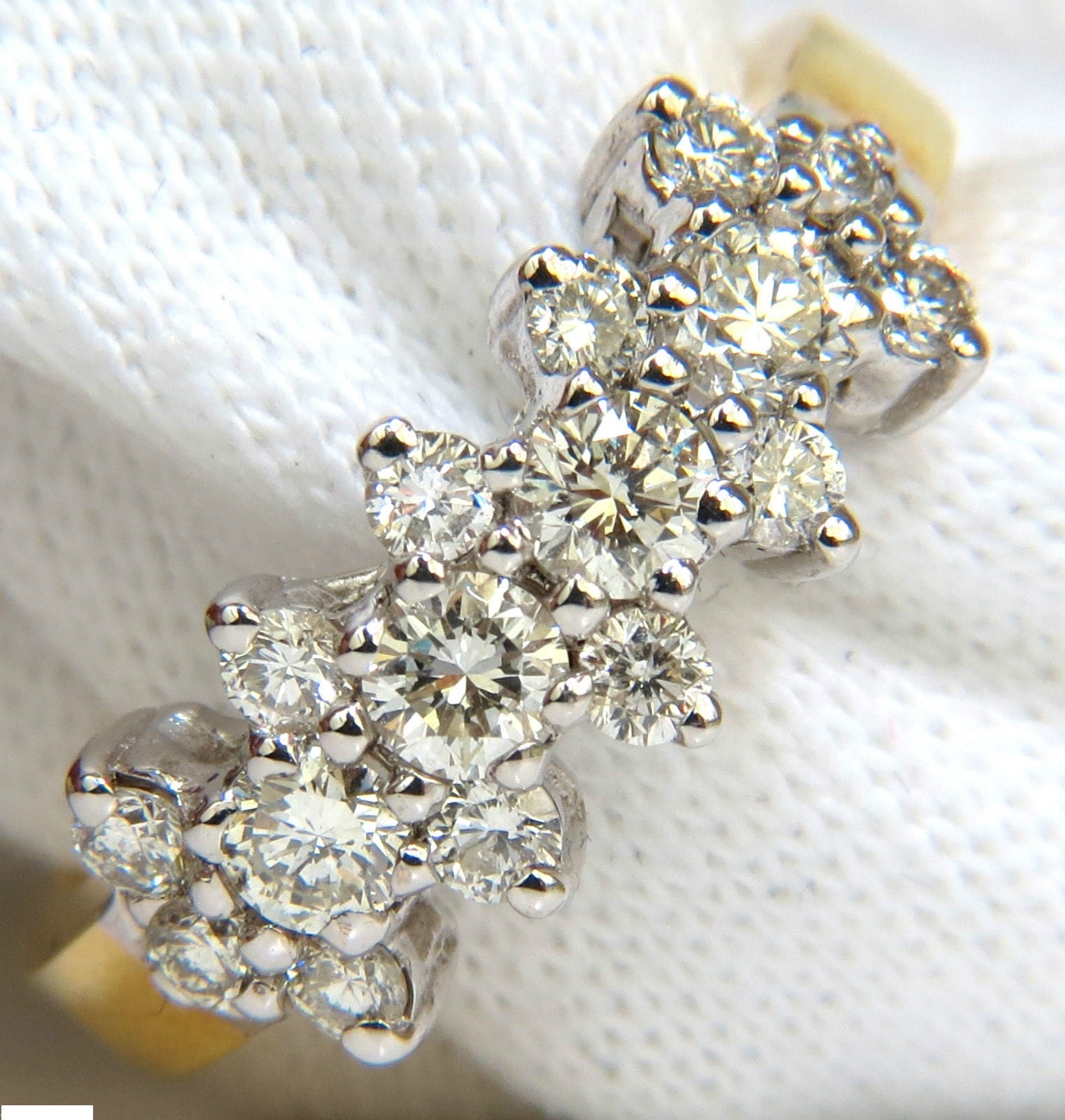18KT 1.00CT Diamond Cluster Band Ring - Excellent Cut Round Brilliant Engagement Wedding Anniversary Gift for Women
