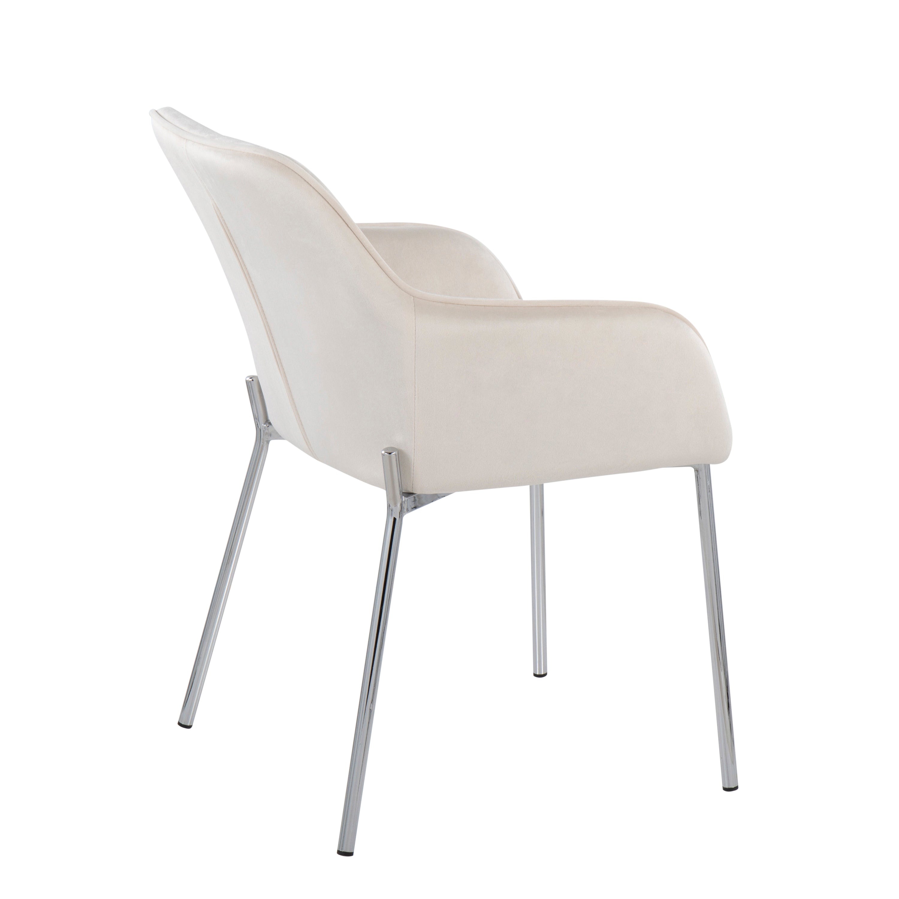 LumiSource Daniella Modern Dining Chairs - Set of 2 Chrome Metal & Cream Velvet Upholstered Seating for Kitchen, Dining Room, or Breakfast Nook