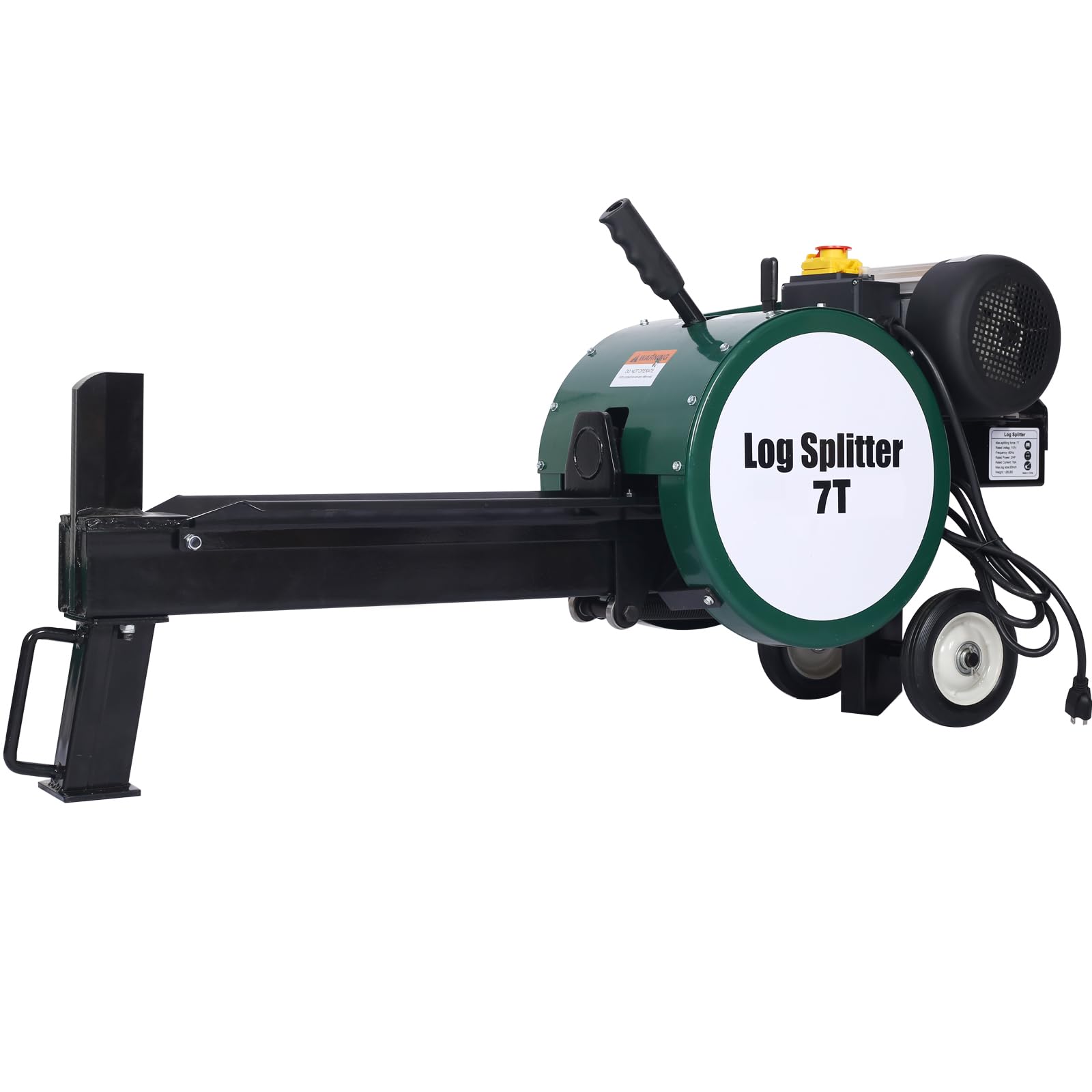 7 Ton Electric Log Splitter - 16A 2HP Double Flywheel Wood Splitter with Mobile Wheels | Horizontal Firewood Splitting Machine for Home Heating, Camping & Outdoor Wood Processing