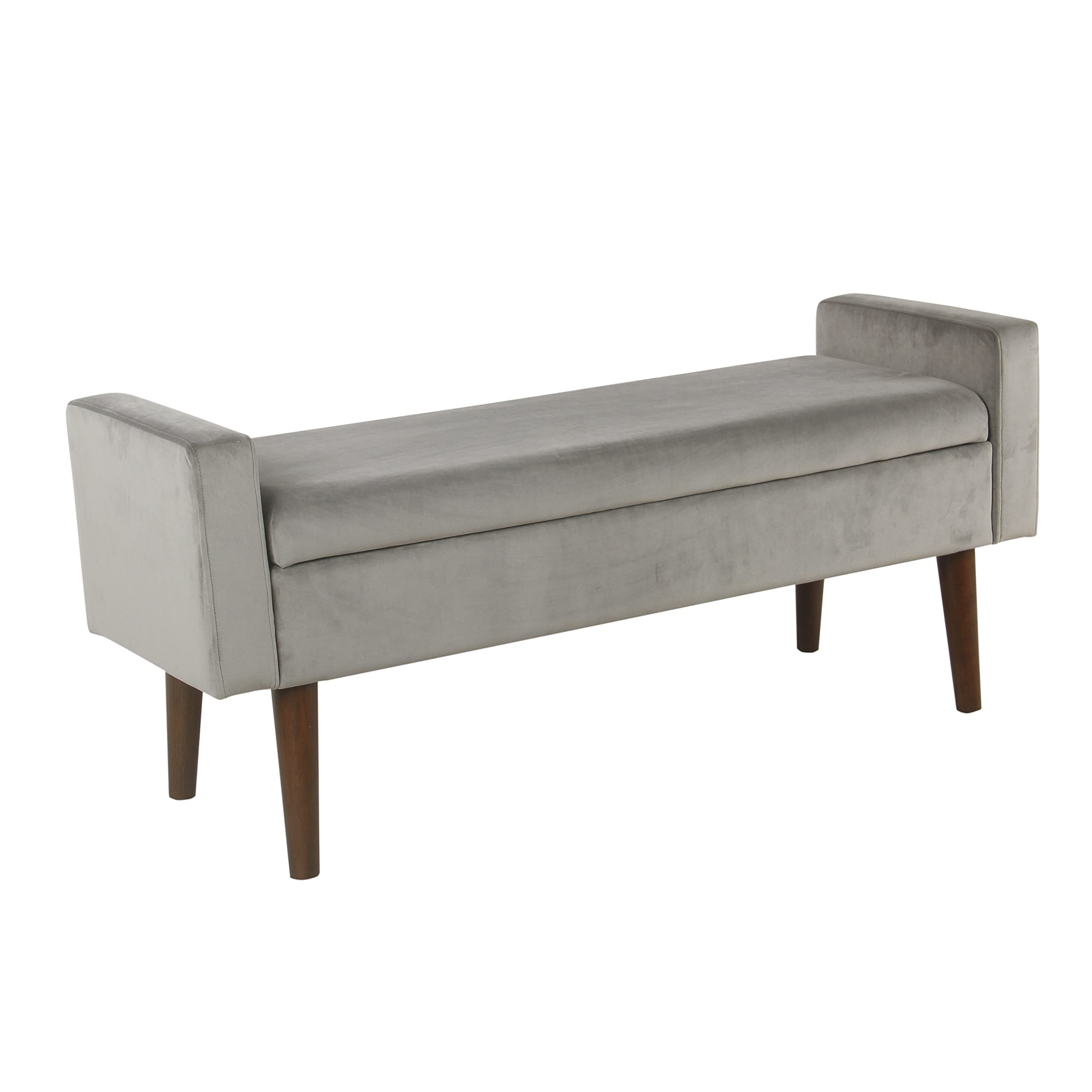 Modern Velvet Storage Ottoman Bench - Gray for Living Room & Bedroom Decor