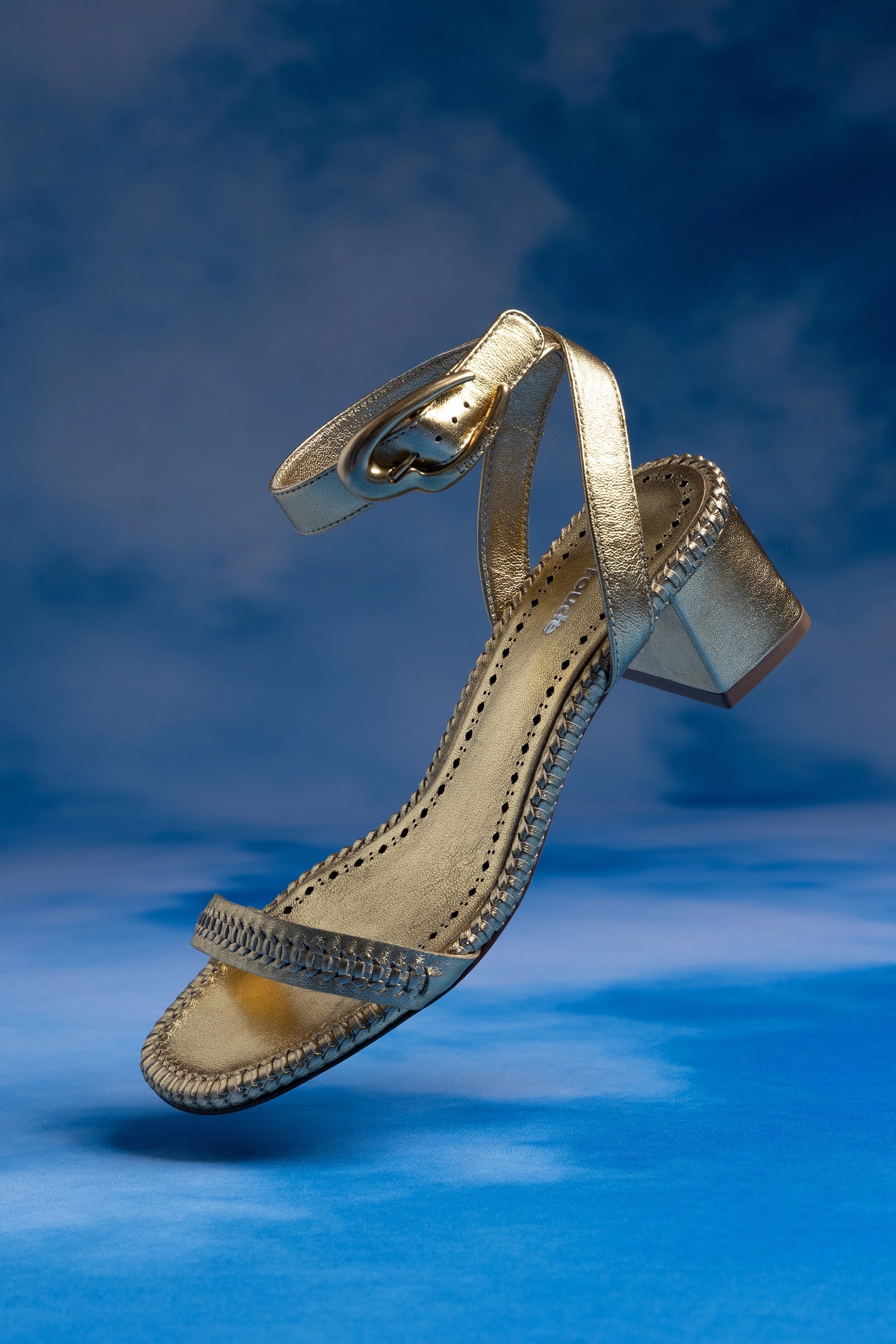 Verona Block Heel Sandals in Gold Metallic Leather - Women's Comfortable Dressy Summer Shoes for Weddings & Parties